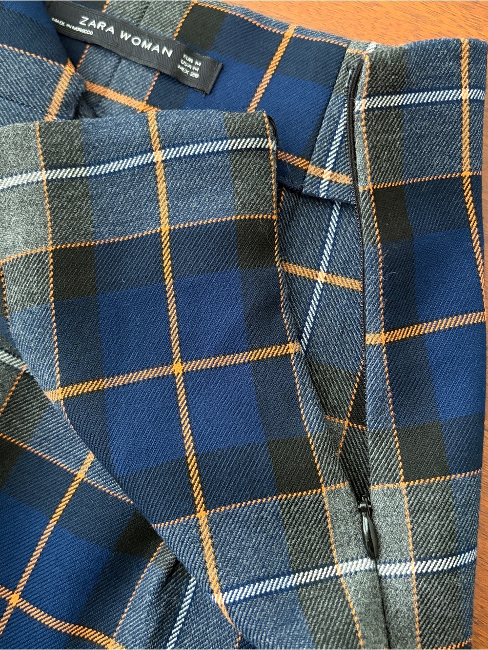 Zara Pleated Blue Tartan Plaid Top and Matching Wide-Leg Plaid Preppy Pants Set - Picture 9 of 12